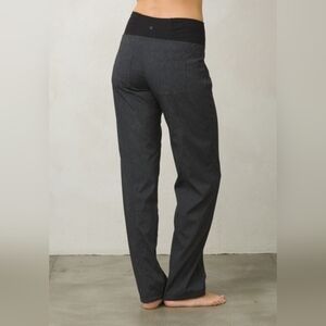 Prana Women's Gray Straight-Leg Pants with Black Waistband